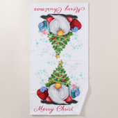 Kerstkeukenhanddoek met cadeau strandlaken (Voorkant)