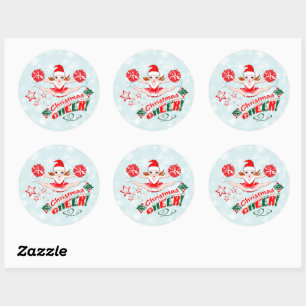 Kerstkheer Cheerleaders Ronde Sticker