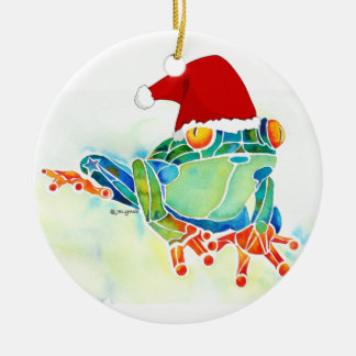 Kerstkikker met kersthat keramisch ornament