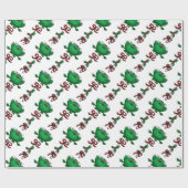 Kerstkikker Mistletoe Ribbon Pattern Cadeaupapier (Vlak)