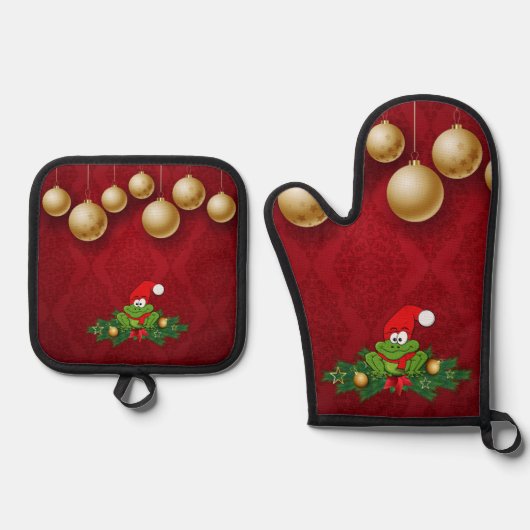 kerstkikker ovenwant & pannenlap set (Voorkant)