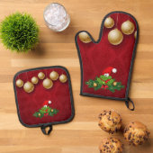 kerstkikker ovenwant & pannenlap set (Top down)