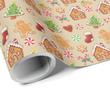 Kerstkind cadeaupapier van gemberkoek