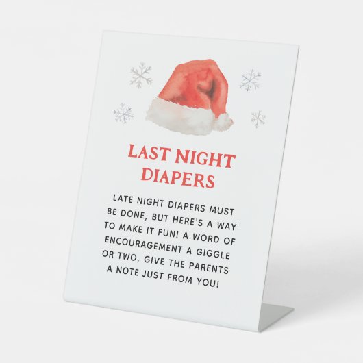 Kerstkind Kerst Baby Shower Gisteravond Luiers Reclamebord Met Voetstuk (Voorkant)