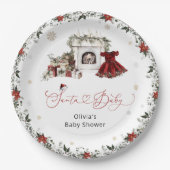 Kerstkind Meisje Baby Shower Papieren Bordje (Voorkant)