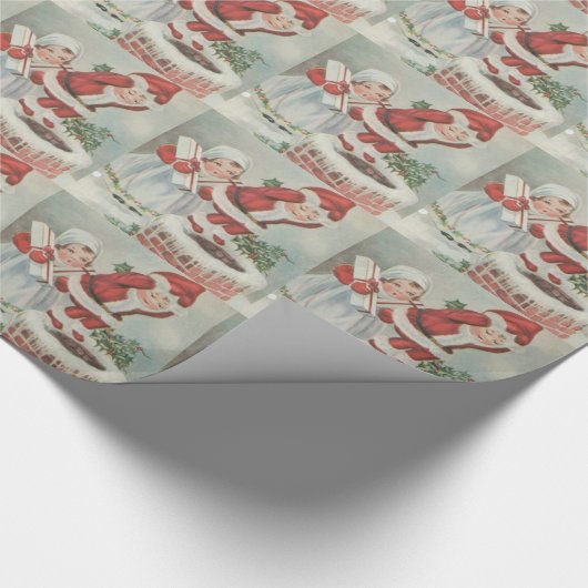  kerstkinderen cadeaupapier (Hoek)