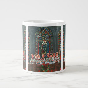 Kerstkindergroepen die in de kerk zingen in vintag jumbo mok