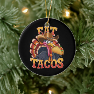 Kerstkip Eet Tacos Grappige Mexicaan Keramisch Ornament