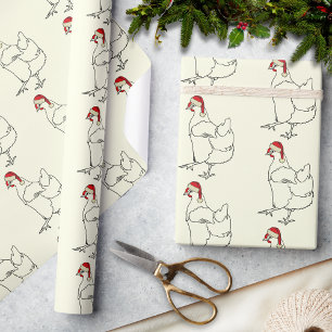 Kerstkip met kerstmuts patroon cadeaupapier