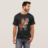 Kerstkip Riding Dinosaur T Rex Tree Light T-shirt (Voorkant volledig)