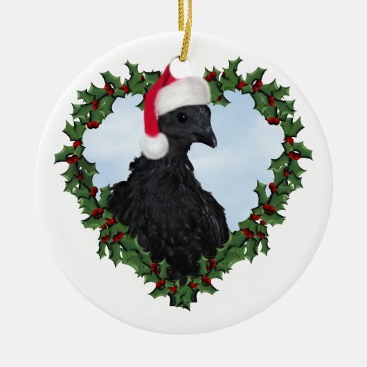 Kerstkip * Svart Hona Keramisch Ornament (Voorkant)