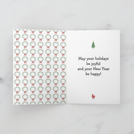 Kerstkippen op krans/binnenpatroon.v2 feestdagen kaart (Binnen)