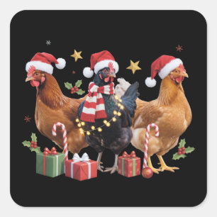 Kerstkippenliefhebber Cadeau Kippen Vakantieboerde Vierkante Sticker