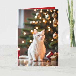 Kerstkitten bij de boom kaart