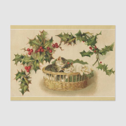 Kerstkittens en Holly-tissue Paper Tissuepapier (Voorkant)