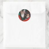 KerstKittens Ronde Sticker (Tas)