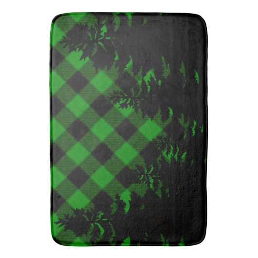 Kerstklassiek groen Plaid Kerstmis evergreens Badmat (Voorkant Verticaal)