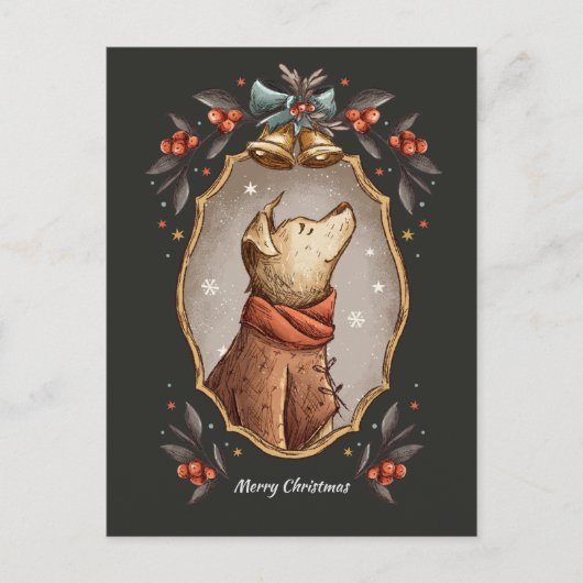 Kerstklassieke  hond feestdagenkaart (Voorkant)