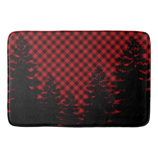 Kerstklassieker Red Plaid Christmas evergreens Badmat (Voorkant)