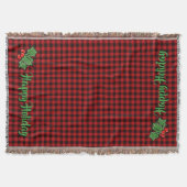 Kerstklassieker Red Plaid Holly bessen bladeren Deken (Voorkant)