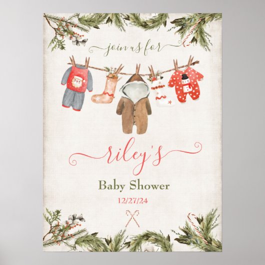 Kerstkleding Baby shower Poster (Voorkant)