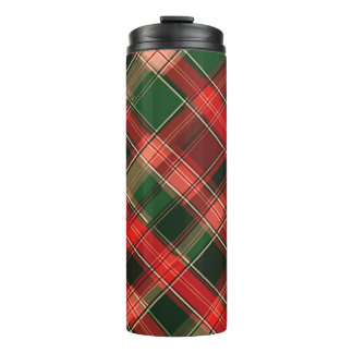 KERSTKLEED MET GEVAARDE ROOD & GROEN RUITEN THERMOSBEKER