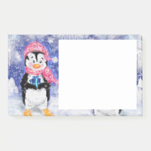Kerstkleernoot Kleine pinguïn met cadeau Post-it® Notes