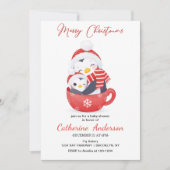 Kerstkleine pinguïns in een mok Baby shower in Kaart (Voorkant)