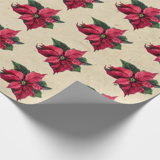 kerstklep Poinsettia Cadeaupapier (Hoek)