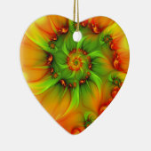 Kerstkleuren Abstracte kleurrijke fractaalhartkuns Keramisch Ornament (Rechts)
