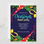 Kerstkleuren Dinner Party Uitnodigen Kaart (Voorkant)