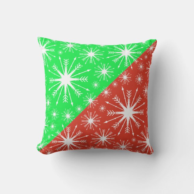 kerstkleuren en Snowflakes Kussen (Voorkant)