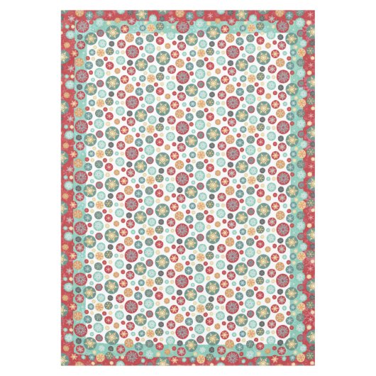 Kerstkleuren Retro Deco Snowflakes Tafelkleed (Voorkant)