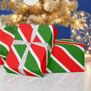 Kerstkleuren Rood Wit Groen Trending Sjabloon Cadeaupapier