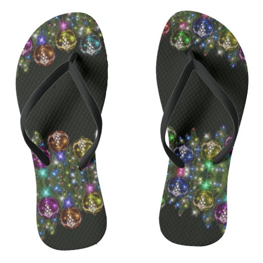 Kerstkleurige Feestdagen zwart Teenslippers (Voetbed)