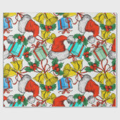 Kerstkleurige Gift Red Santa Hat Cadeaupapier (Vlak)