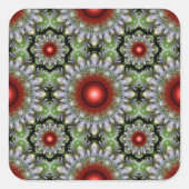 kerstkleurige rode versiering vierkante sticker (Voorkant)