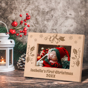 Kerstklokken Holly laat sneeuwvlokken op maat Gegraveerde Lijstjes