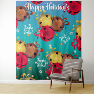 Kerstklokken Kerstvakantie Achtergrond Wandkleed