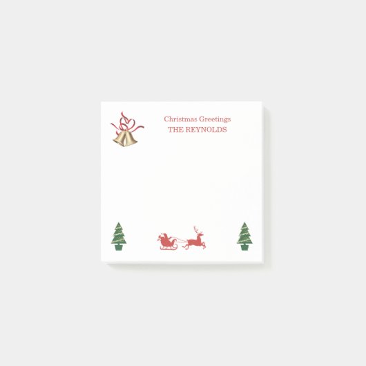 kerstklokken, rendieren, bomen post-it® notes (Voorkant)