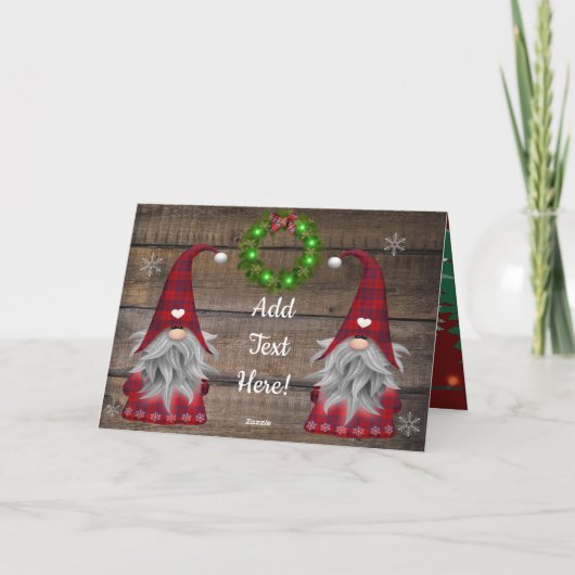 kerstknomes Seizoensgroet Rustic Wood Ca Kaart (Achterkant)