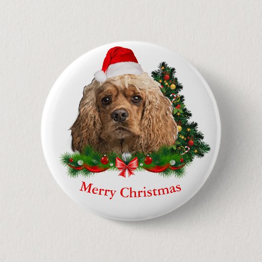 kerstknoppen voor Cockerspaniel Ronde Button 5,7 Cm (Voorkant)