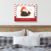 Kerstknuppel in Santa Hat met kerstlampjes Canvas Afdruk (Insitu (Slaapkamer))