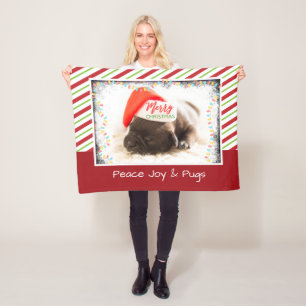 Kerstknuppel in Santa Hat met kerstlampjes Fleece Deken