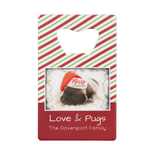 Kerstknuppel in Santa Hat met kerstlampjes Kredietkaart Flessenopener