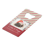 Kerstknuppel in Santa Hat met kerstlampjes Kredietkaart Flessenopener (Voorkant Gekanteld)