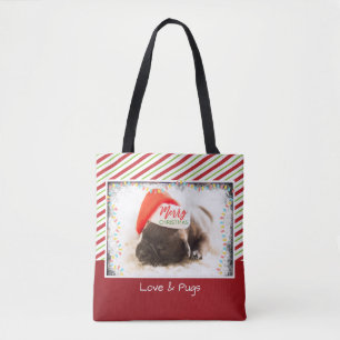 Kerstknuppel in Santa Hat met kerstlampjes Tote Bag