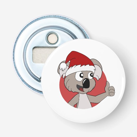 Kerstkoala cartoon flesopening button flesopener (Voorkant)