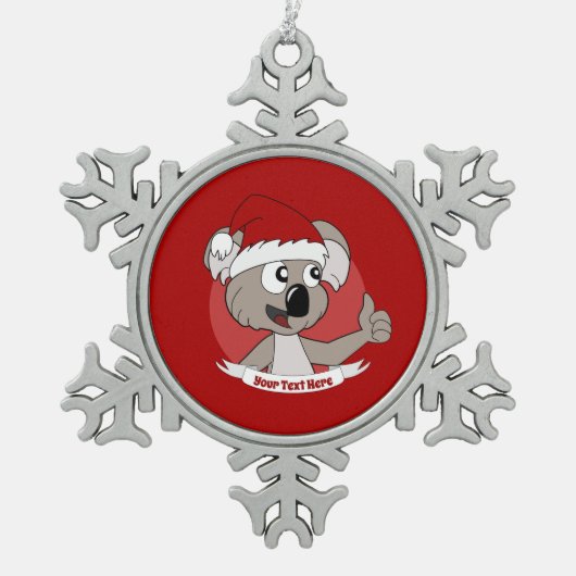 Kerstkoala-cartoon Tin Sneeuwvlok Ornament (Voorkant)