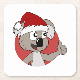 Kerstkoala cartoon vierkant papier onderzetter